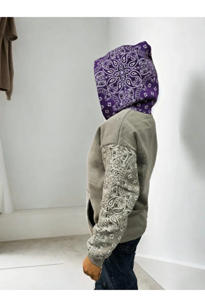 Exbob Women's Printed Hooded Sweatshirt - Gray