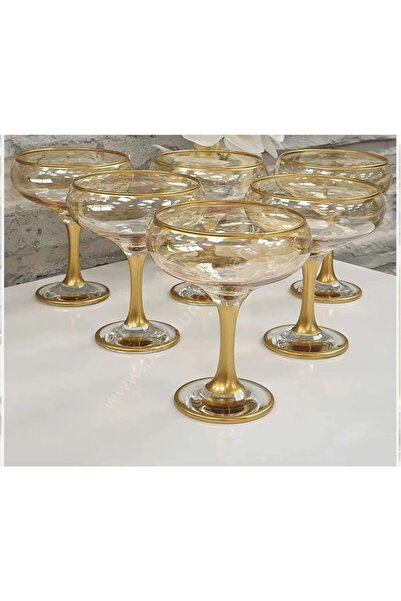 Paşabahçe 6'lı Cam Dondurmalık GOLD YALDIZ Cam Dondurma Kasesi Çerezlik