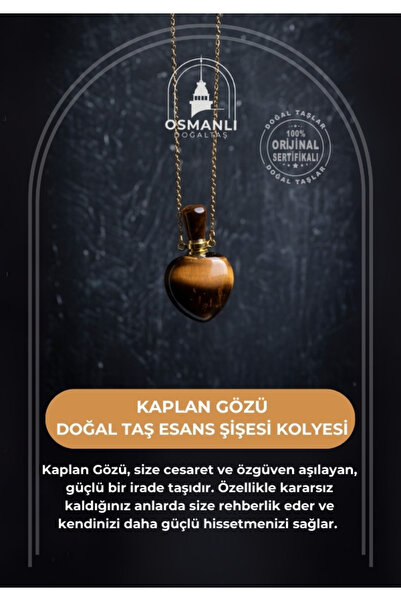 OSMANLI DOĞAL TAŞ Sertifikalı Kaplan Gözü Doğal Taş Esans Şişesi Kolye