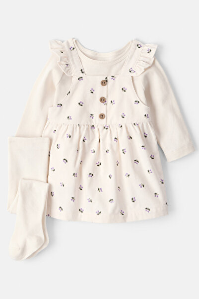 Carter's Kız Bebek Ekru Salopet Set