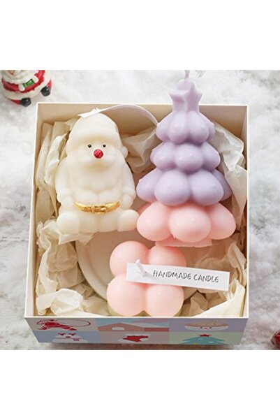 Flippy Lumânări parfumate de Crăciun, cutie cadou tip flippy, 3 lumânări de aromaterapie, 11 x 11 x 7,5 cm, roz mov