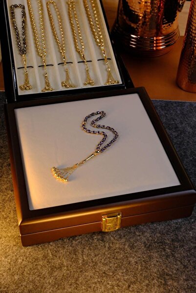 dergah tesbih 14 Ayar Altın Özel Mine İşlemeli Tesbih (4.5 x 6.5 mm )