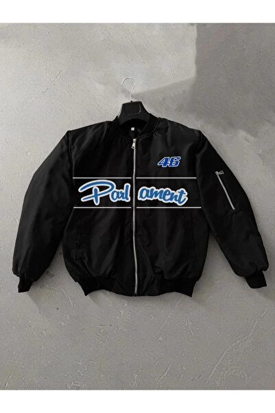 GökTR Γυναικείο μαύρο μπουφάν – Παρλαμάντ, με τσέπες με φερμουάρ, καπιτονέ επ...