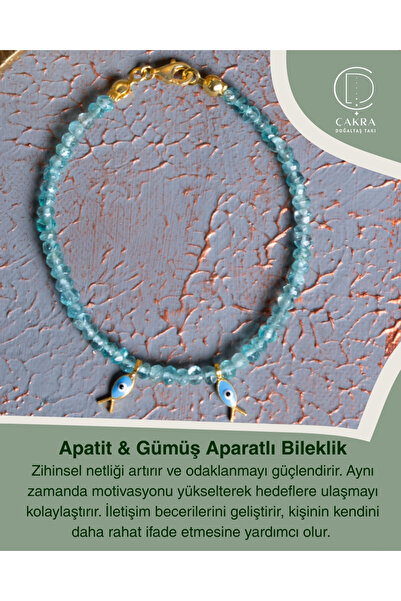 ÇAKRA DOĞAL TAŞ Apatit & Gümüş Aparatlı Bileklik