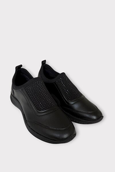 Liger Women's Orthopedic Comfort Sole Rubber Detail Casual Shoes Black Smoke