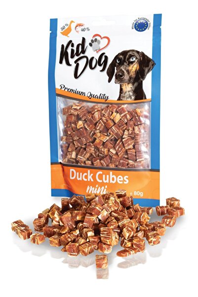KIDDOG Recompense Pentru Caini, Mini Cuburi Din Carne De Rata Si Cod, 80 g, A04658
