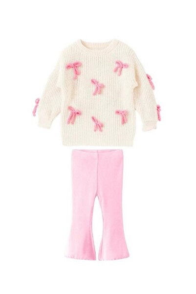 KidsSel طقم ملابس للفتيات من الموسم الجديد يتكون من سترة محبوكة وبنطلون ضيق م...