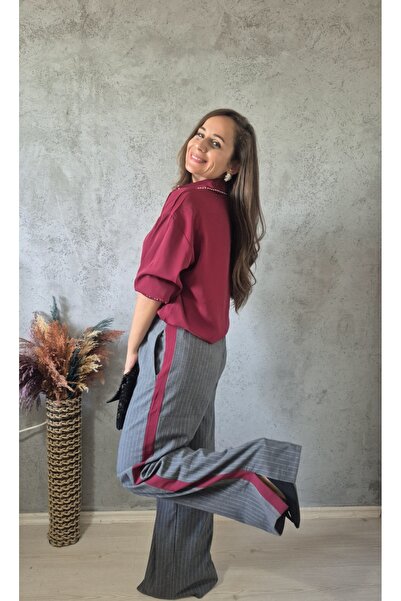 Butik Çizgili Palazzo Pantolon