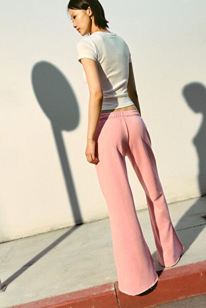 Bershka Plush flare trousers with frayed hems