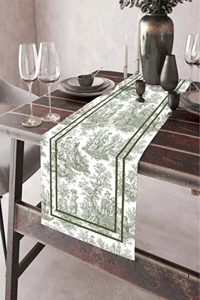 DEKOMOD 40X140 cm French Country Pattern Runner Stain Resistant Printed Thai Feather Fabric Tablecloth Decorative