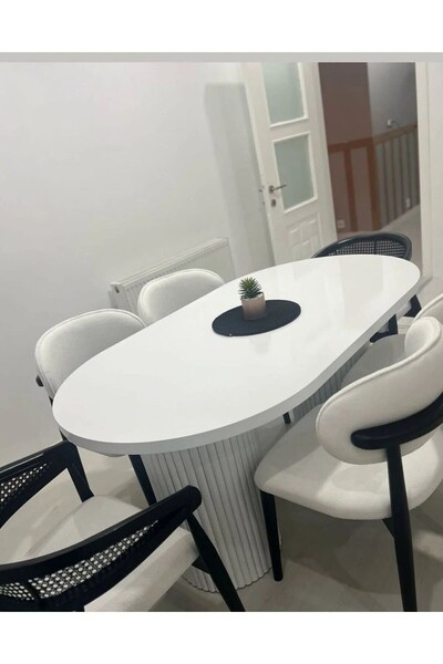 asaella mobilya Meta 6'lı Polo Gazel Hazel Bohem İskandinav Ahşap 6 kişilik Masa Takımı