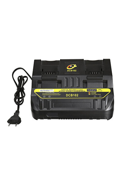 Rosfix Încărcător Dual 10.8V–20V | Compatibil cu baterii DeWalt DCB120–DCB204