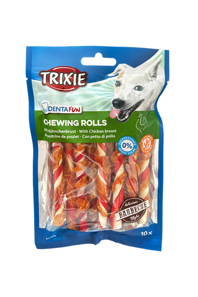 Trixie Recompense Pentru Caini, Denta Fun, Rulouri Cu Pui BBQ, 12 cm, 10 buc/80 g, 31376