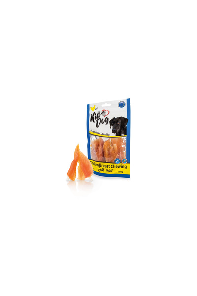 KIDDOG Recompense Pentru Caini, Mini Rulouri Invelite Cu Piept de Pui, 9 cm, 80 g, A04520