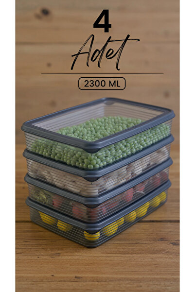 Justyol مجموعة من 4 حاويات تخزين للثلاجة سعة 2300 مل متوافقة مع الميكروويف - مجموعة منظمات بغطاء شفاف