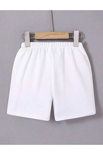 Exbob Women's Elastic Waist Printed Mini Shorts - White