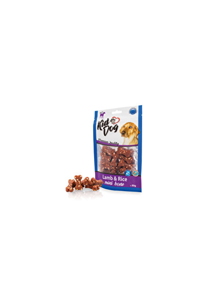 KIDDOG Recompense Pentru Caini, Mini Oase Cu Miel Si Orez, 250 g, A04721
