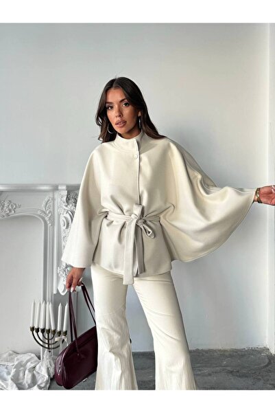 Molly Nelly Dámský pončo plášť s netopýřími rukávy kaşe