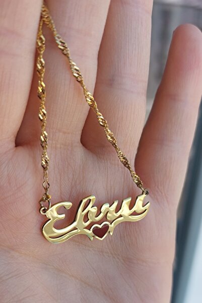 ÖZGÜR TAKI 925 Ayar Gümüş 24 Ayar Altın Kaplama İsimli Kalpli Kolye