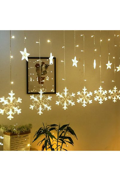 Wertcraft Instalatie tip ghirlanda fulgi cu stele luminoase 3 x 1 m, intercon...