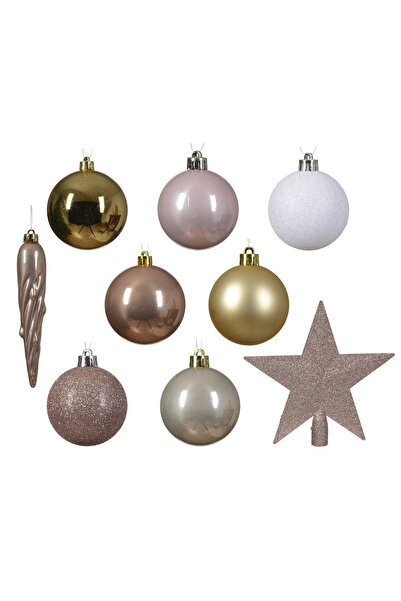 BraziPremium Set de 33 globuri de Crăciun, sticlă, 8 cm