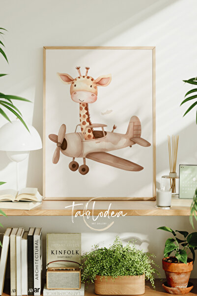 tablodea Poster înrămat cu girafă minimalistă pentru decorarea camerei bebelu...