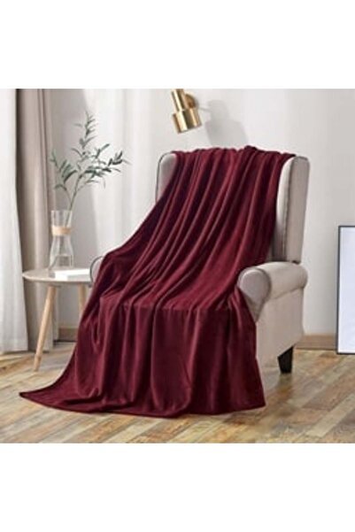 MAPLE LEAF Flannel Blanket 220x240cm Burgundy