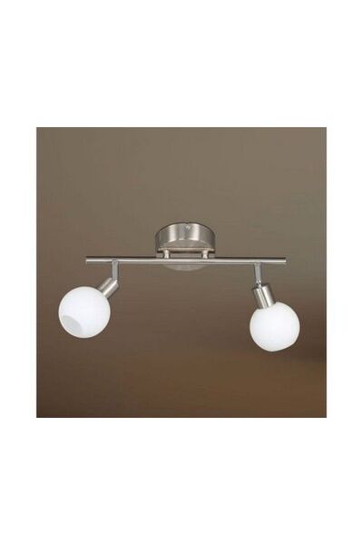 Rsylight Metal İnox Kaplama 2 Li 180 Derece Beyaz Opal Camlı Tavan Plofyoner Avize