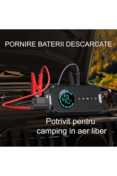 Rovitech Starter auto si compresor aer 2-in-1, Portabil si multifunctional, 12v, 8000mah