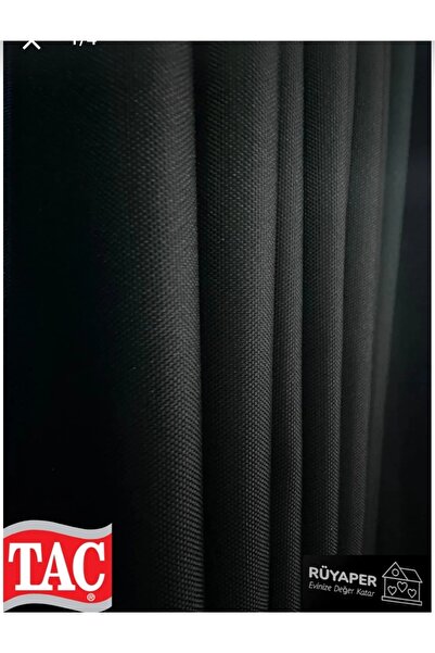 Taç Rüyaper Original Black Linen Blackout Curtain Washable No Ironing Needed Plain No Pleats