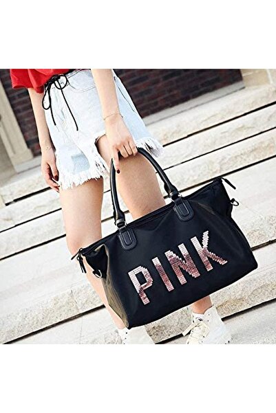 fulina Polyester Pink Letter Large Capacity Travel Duffle Striped Beach Bag on Shoulder,Black,Gym Backpacks