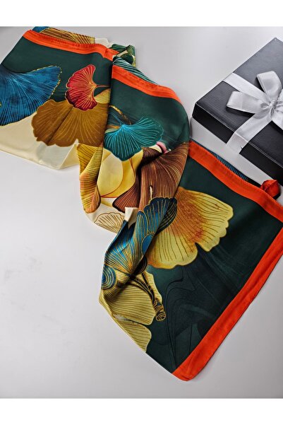 sem oyuncak Vual Silk Shawl Luxury Green Background Floral Pattern 90X180