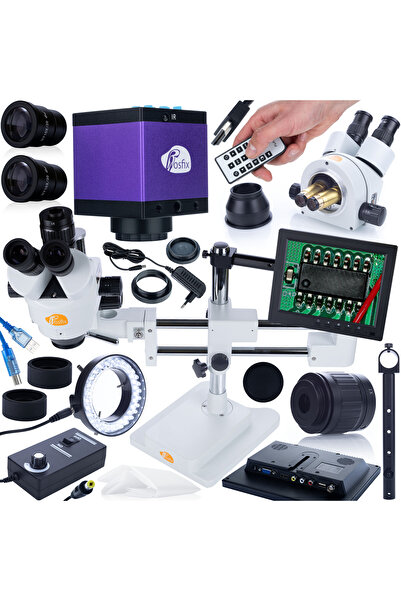 Rosfix Microscop Trinocular Jupiter Pro Set | Zoom 7–45x + Cameră + Ecran 8"