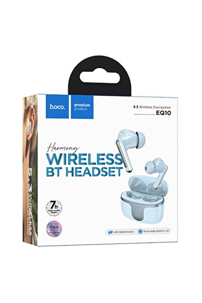 Hoco Căști wireless (EQ10), intraauriculare, BT 5.3, autonomie în standby de 180 ore, 300 mAh, LED de alimentare, Harmony, albastre