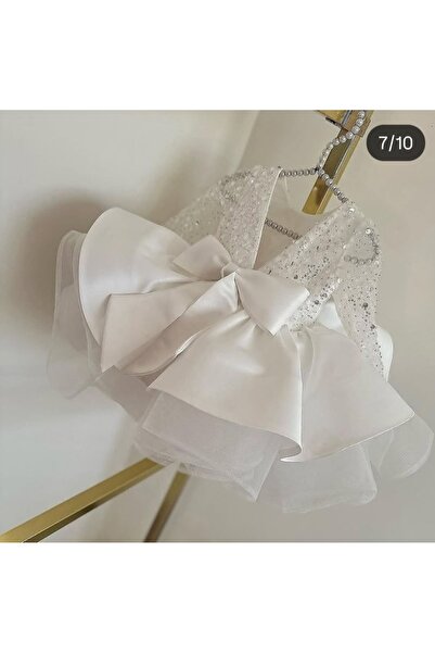 prenses tasarım atolyesi Beyaz boncuklu cocuk abiye