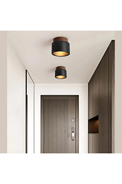 NISSIO Plafoniera LED, Travertin Negru, 12 x 10 cm, 2700-6500K, IP33, Design Postmodern