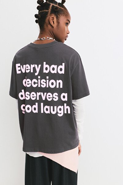 Pull & Bear 'Bad Decisions' graphic T-shirt