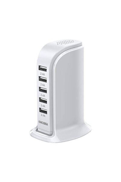 KAKUSİGA Încărcător, 5 porturi USB, 2.4A, încărcare rapidă, alb