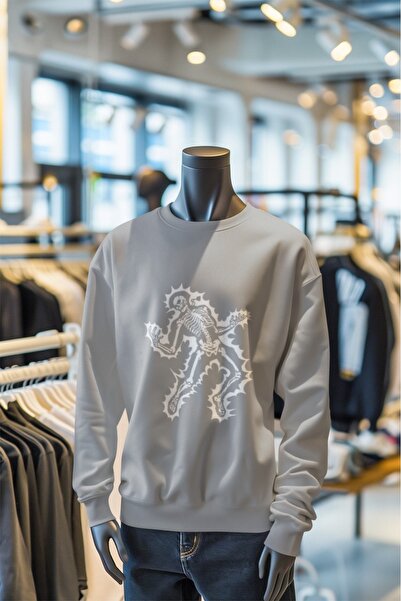 ArtYus Electric Skeleton Colorful Printed Crew Neck Sweatshirt