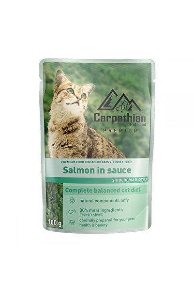Carpathian Hrana Umeda Pentru Pisici, Premium Adult, Cu Somon In Sos, 100 g