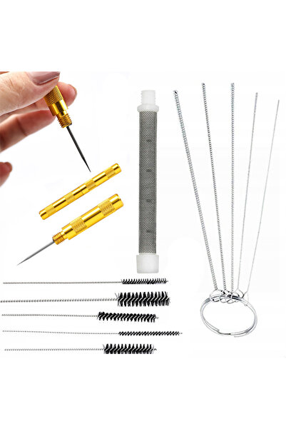Rosfix 11 Piece Paint Gun Cleaning Set | 60 Mesh Filter + Wire Brushes
