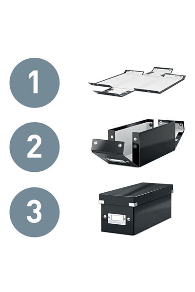 Leitz WOW Click & Store storage box, laminated, foldable, with lid, 22x16x28 cm, red