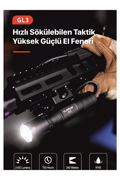 Klarus Gl3 Gl3 Usb-C Şarj Edilebilir LED Taktik Tüfek Feneri
