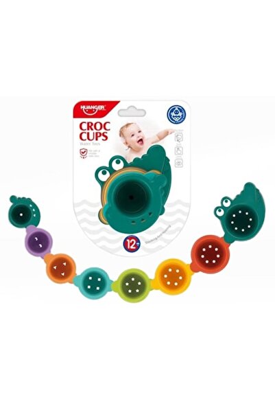 huanger Jucărie de baie Crocodil – Set cu 8 pahare colorate pentru joacă cu apă