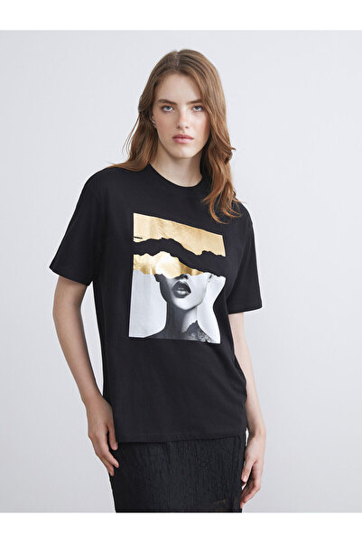 LC Waikiki Crew Neck Printed Oversize Women's T-Shirt