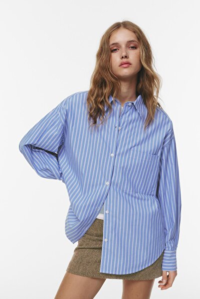 Pull & Bear Çizgili oversize gömlek