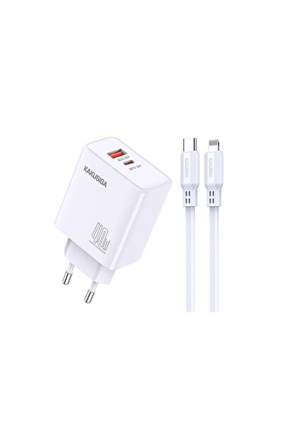 KAKU Incarcator Retea (KSC-937) + Cablu Lightning, 40W, 1xUSB-C, 1xUSB-A, PD, QC 3.0, White
