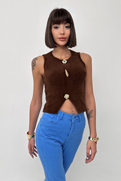 New Now Mone Gold Button Detail Knitwear Sweater