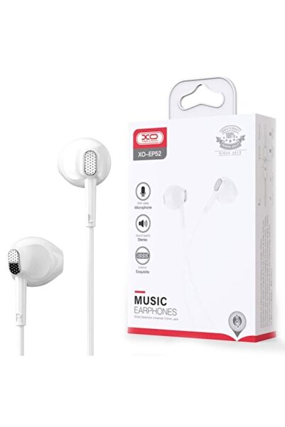 Xo Casti cu fir (EP52), In Ear, 3.5mm, 1.2m, Buton microfon și volum, HiFi, Alb