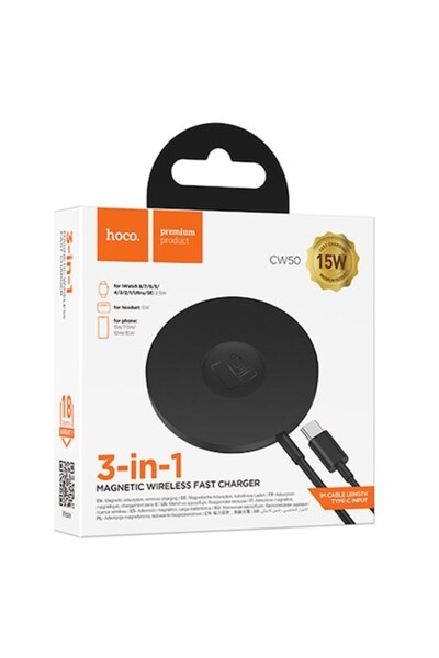 Hoco Încărcător wireless (CW50), seria AP, 15W, încărcare Qi, rapidă, negru